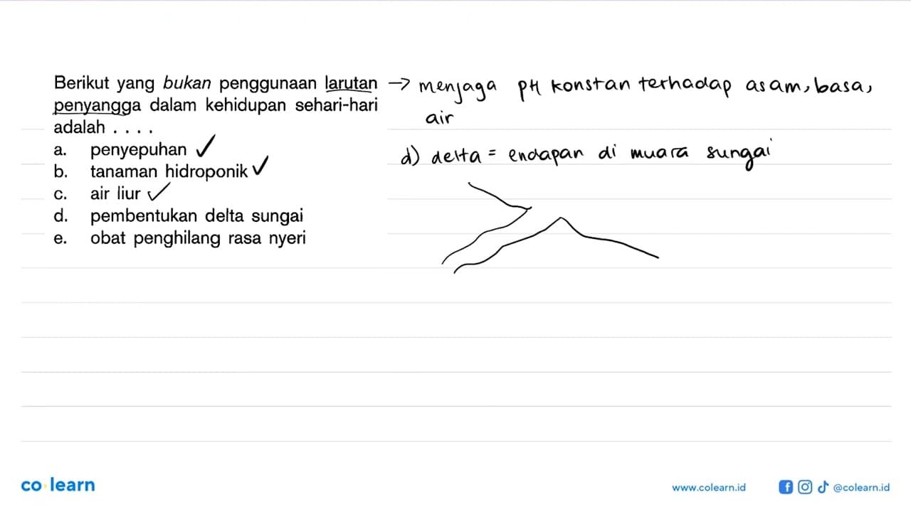 Berikut yang bukan penggunaan larutan penyangga dalam