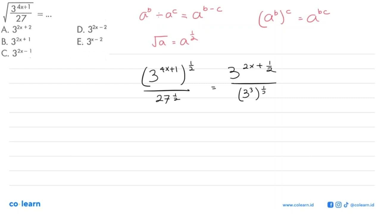 akar(3^(4x+1)/27)=...