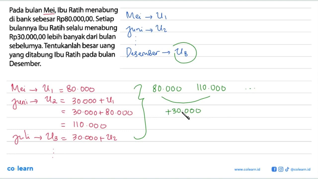 Pada bulan Mei; Ibu Ratih menabung di bank sebesar