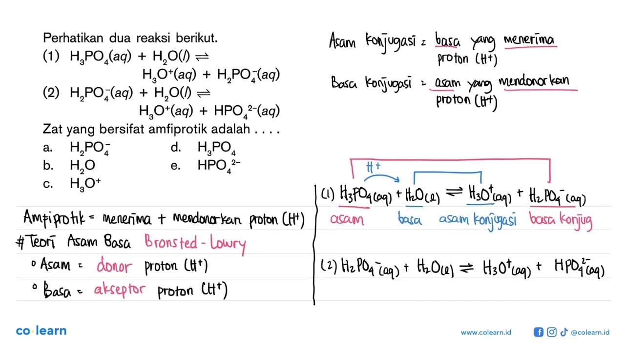 Perhatikan dua reaksi berikut.(1) H3PO4(aq)+H2O(l) <=>