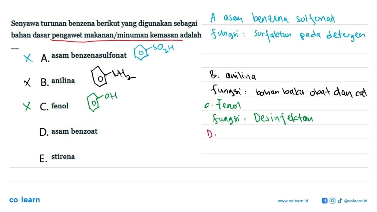 Senyawa turunan benzena berikut yang digunakan sebagai