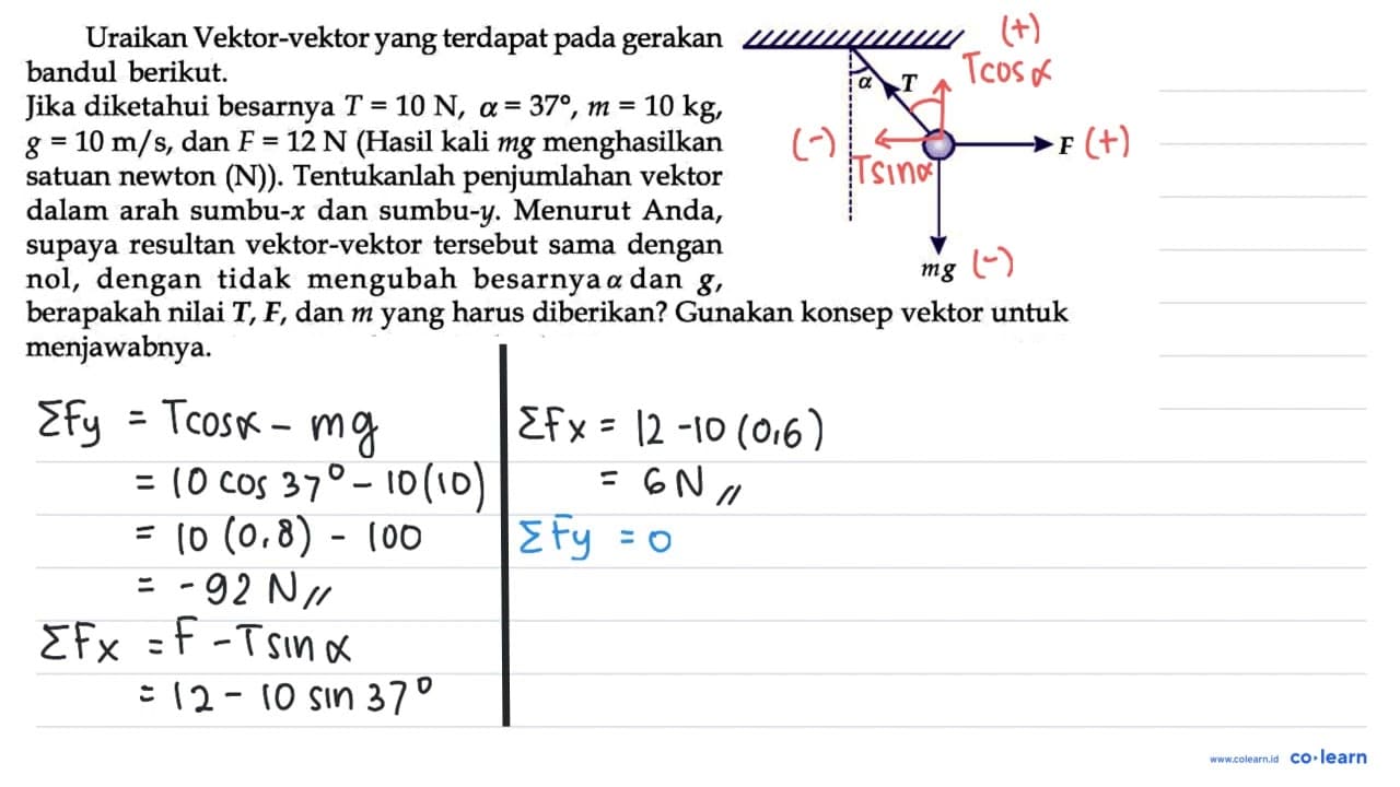 Uraikan Vektor-vektor yang terdapat pada gerakan bandul