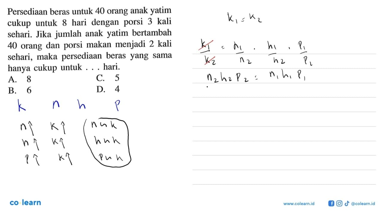 Persediaan beras untuk 40 orang anak yatim cukup untuk 8