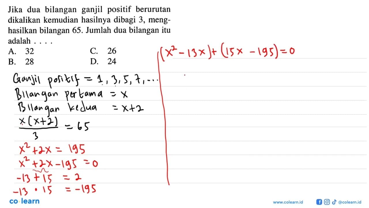 Jika dua bilangan ganjil positif berurutan dikalikan