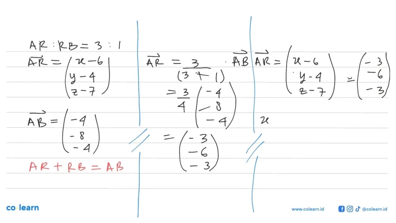 Diberikan titik A(6,4,7), B(2,-4,3) , dan P(-1,4,2) titik R