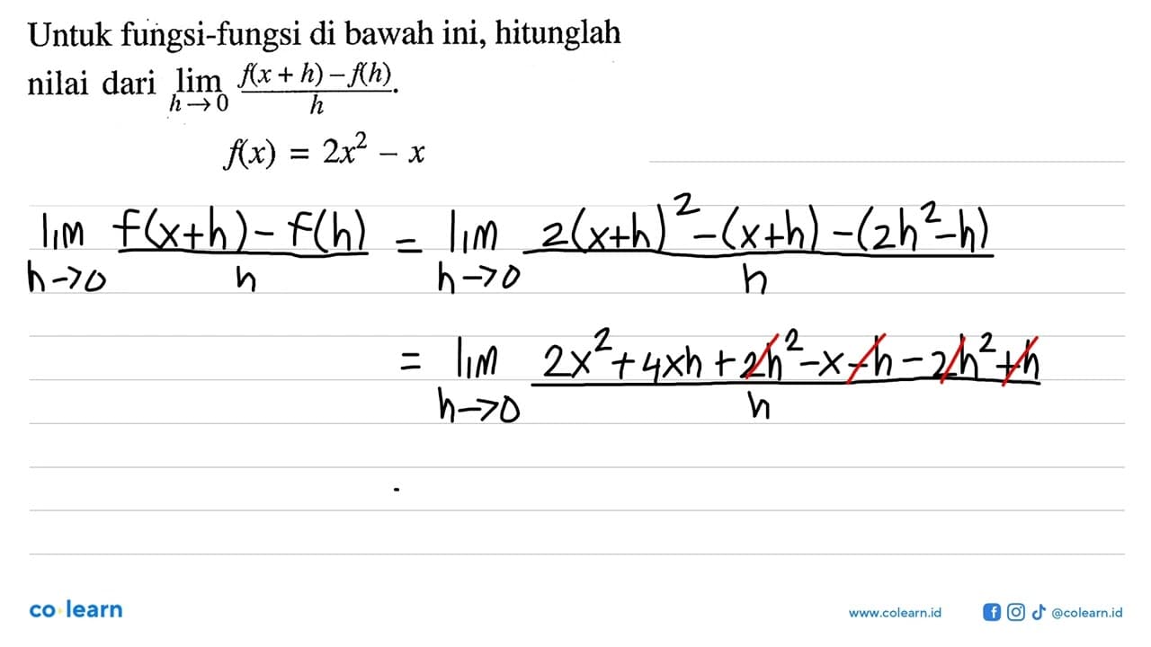 Untuk fungsi-fungsi di bawah ini, hitunglah nilai dari