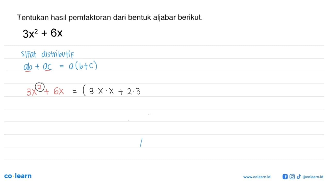 Tentukan hasil pemfaktoran dari bentuk aljabar berikut 3