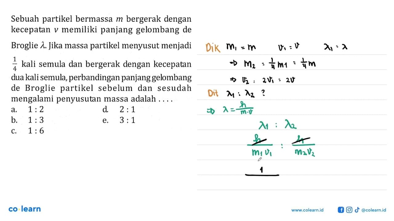 Sebuah partikel bermassa m bergerak dengan kecepatan v