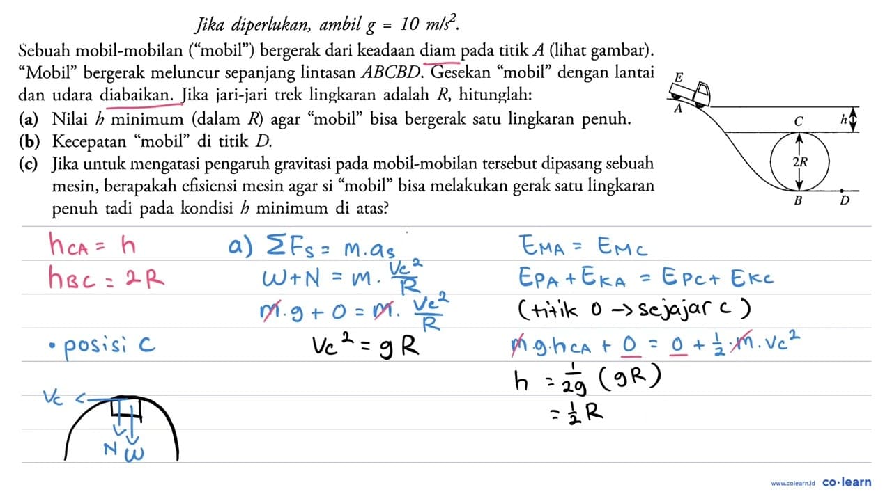 Jika diperlukan, ambil g=10 m / s^2 . Sebuah mobil-mobilan