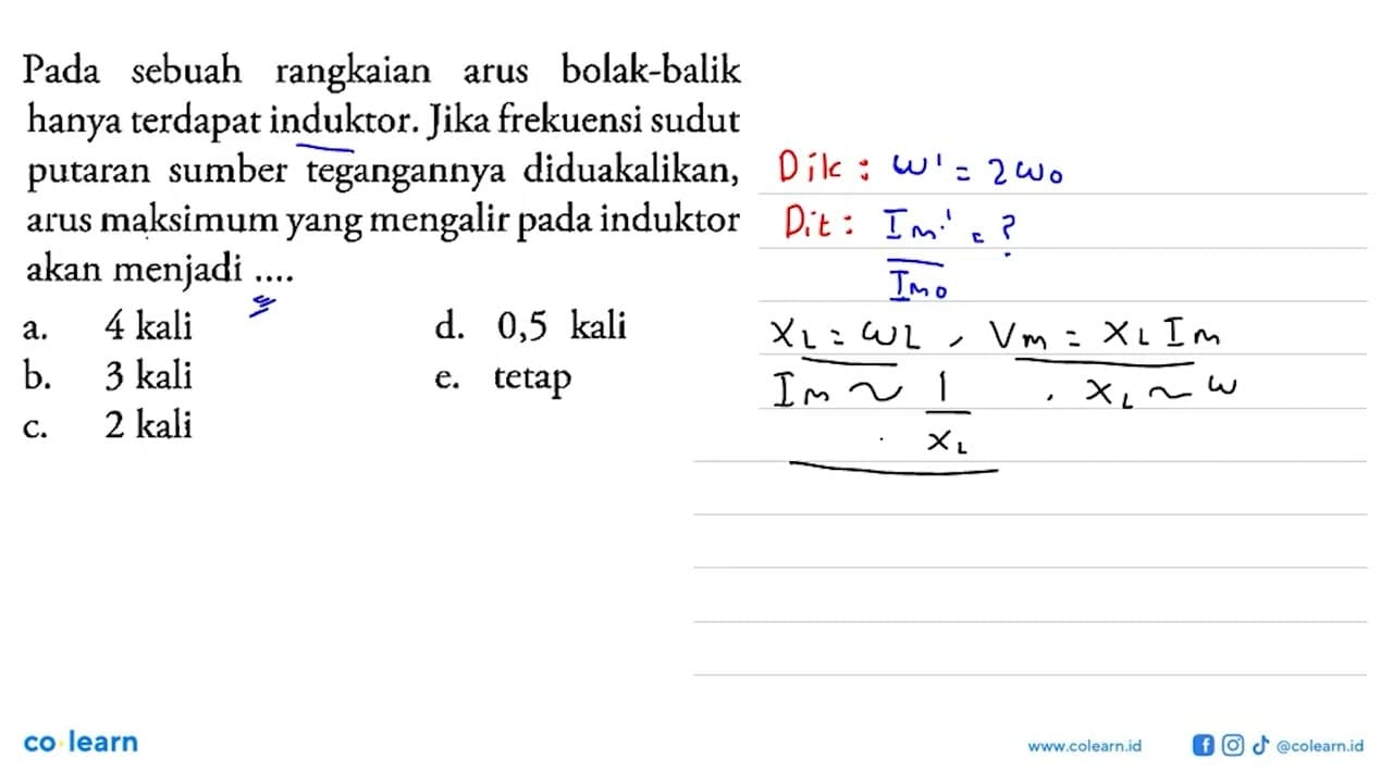 Pada sebuah rangkaian arus bolak-balik hanya terdapat