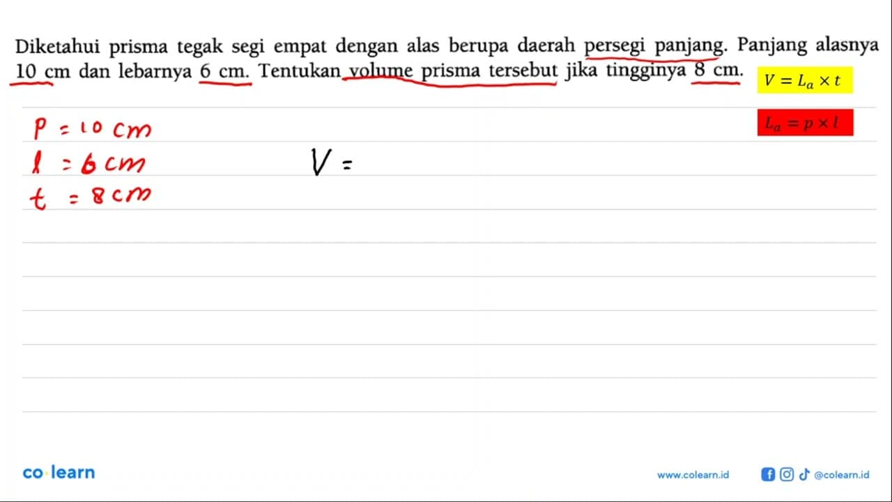 Diketahui prisma tegak segi empat dengan alas berupa daerah