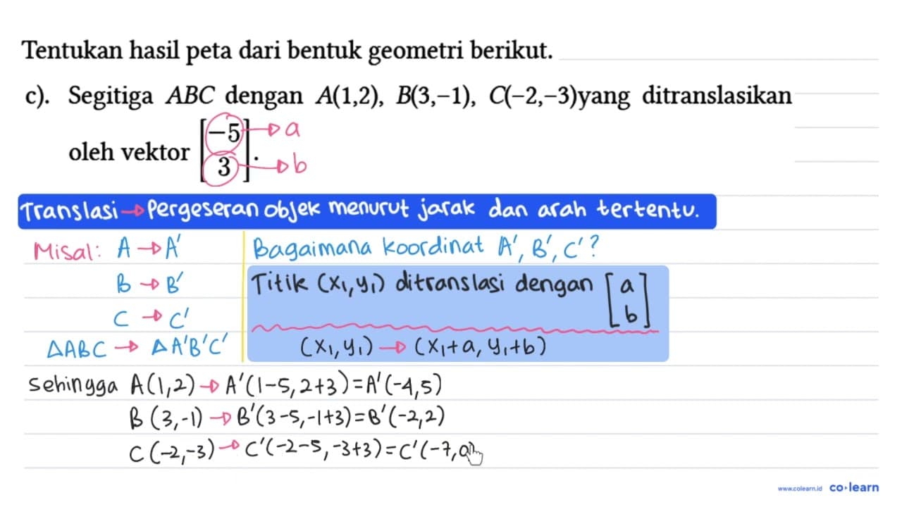 Tentukan hasil peta dari bentuk geometri berikut. a). Titik