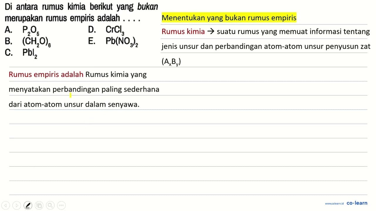 Di antara rumus kimia berikut yang bukan merupakan rumus