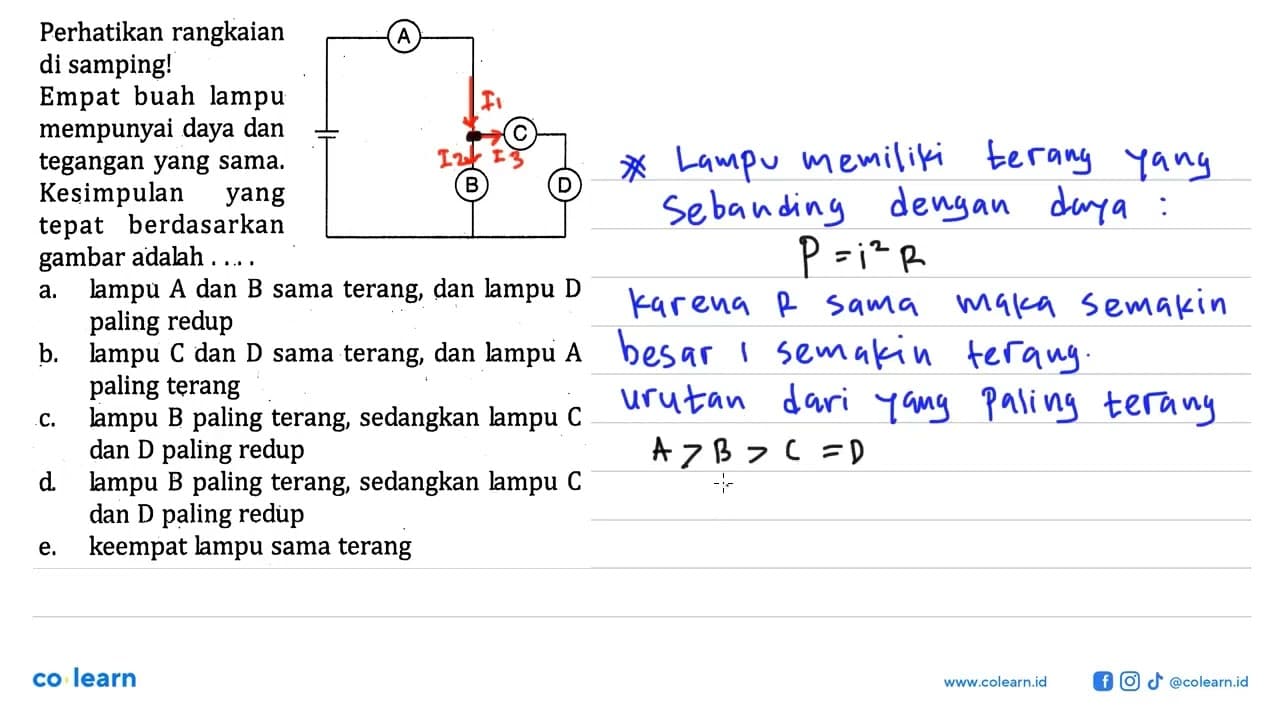 Perhatikan rangkaian di samping! Empat buah lampu mempunyai