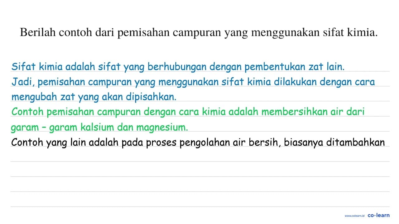 Berilah contoh dari pemisahan campuran yang menggunakan