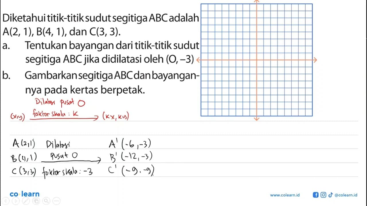 Diketahui titik-titik sudut segitiga ABC adalah A(2, 1),