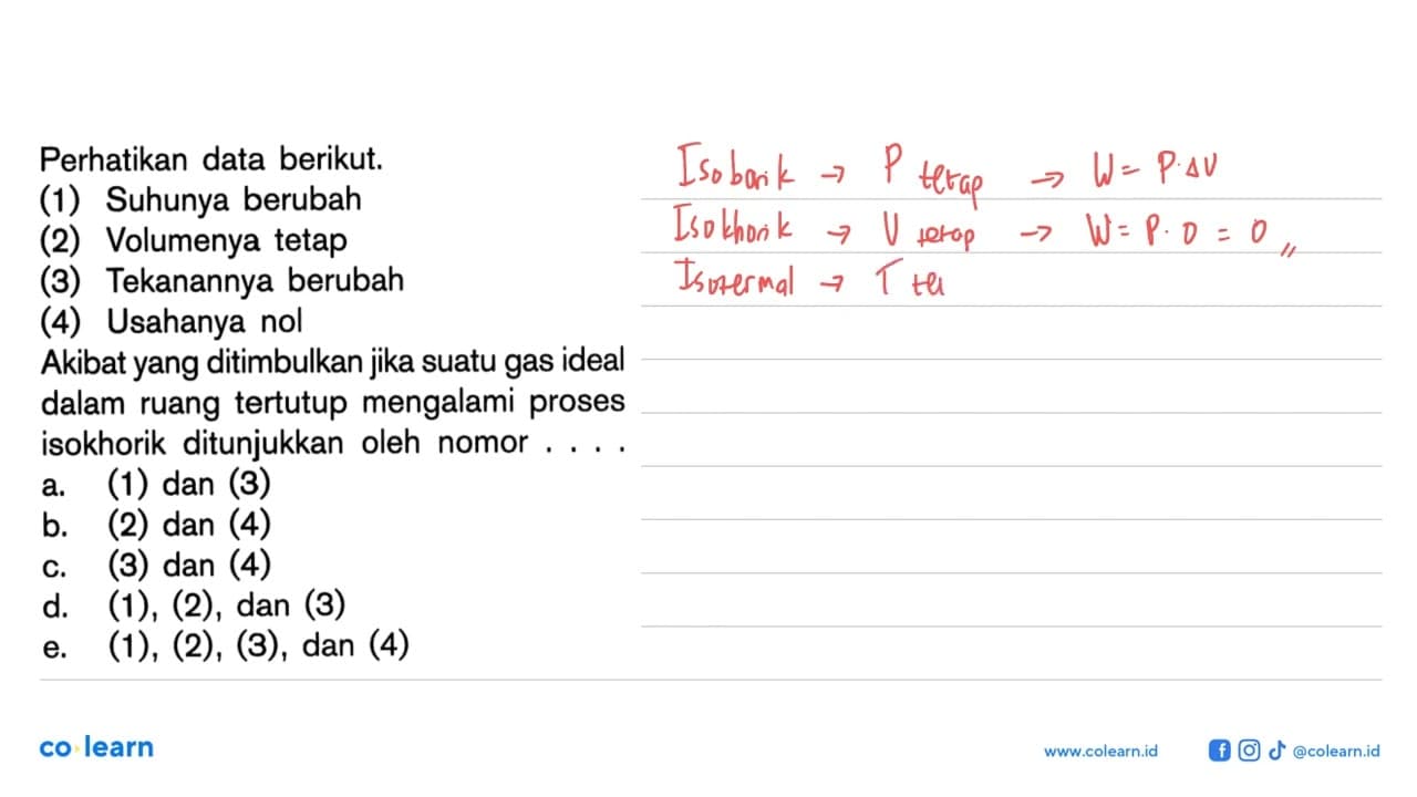 Perhatikan data berikut.(1) Suhunya berubah(2) Volumenya