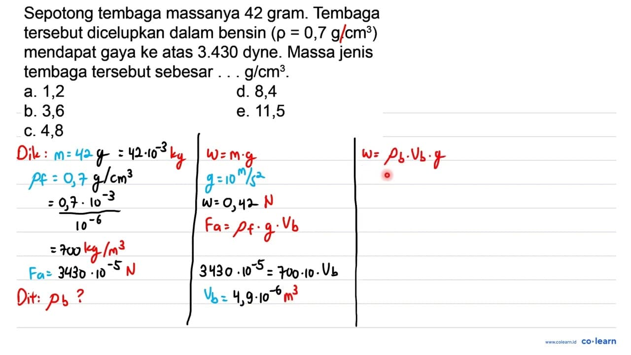 Sepotong tembaga massanya 42 gram. Tembaga tersebut