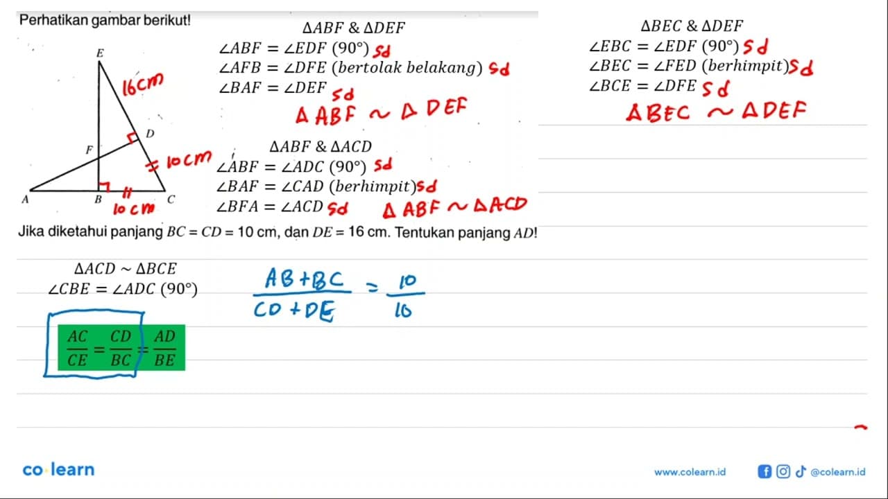 Perhatikan gambar berikut! A B C D E F Jika diketahui