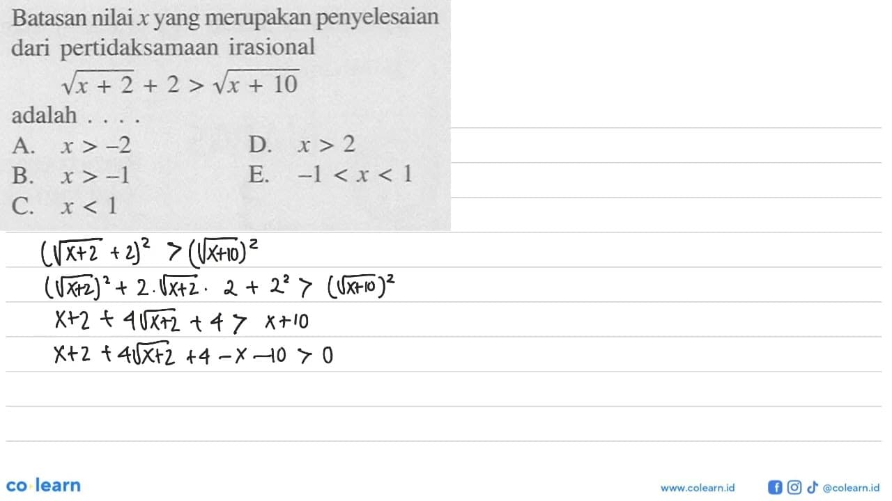 Batasan nilai x yang merupakan penyelesaian dari