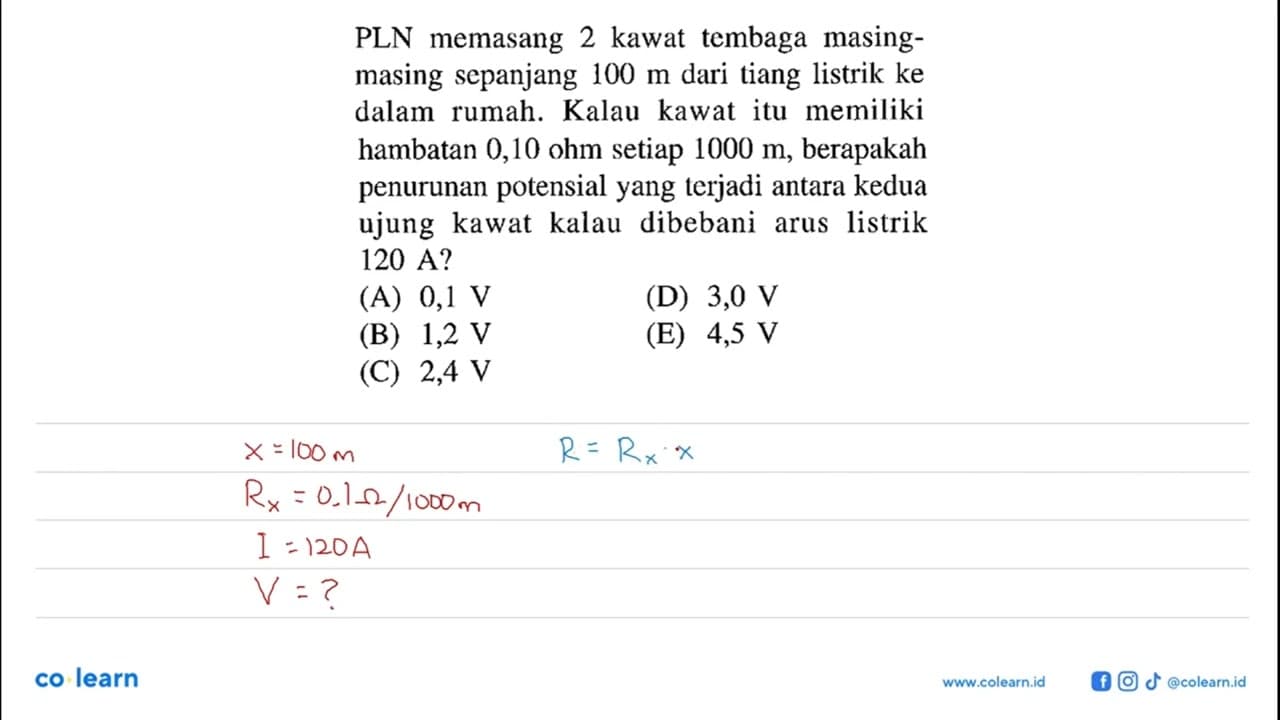 PLN memasang 2 kawat tembaga masing-masing sepanjang 100 m