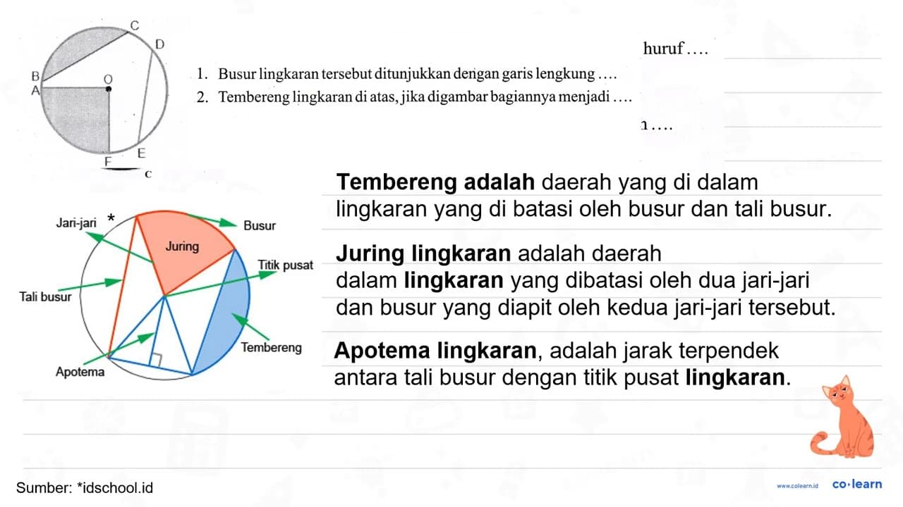 1. Busur lingkaran tersebut ditunjukkan dengan garis