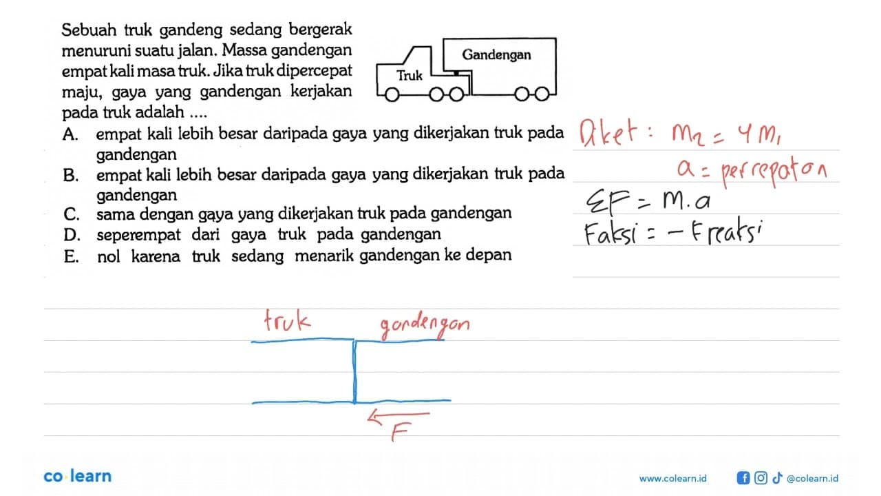 Sebuah truk gandeng sedang bergerak menuruni suatu jalan.