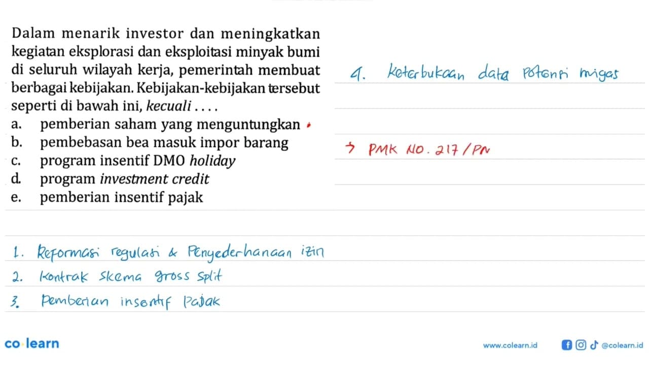 Dalam menarik investor dan meningkatkan kegiatan eksplorasi