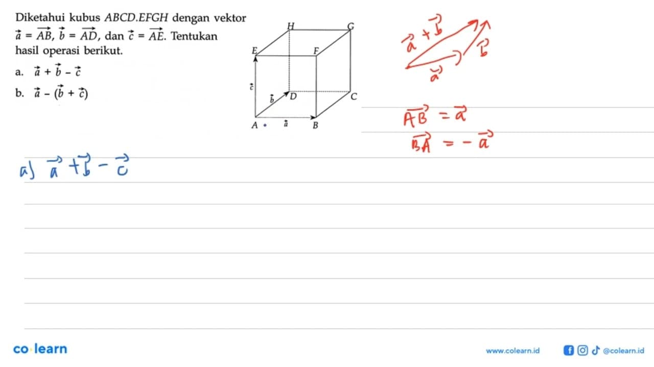Diketahui kubus ABCD.EFGH dengan vektor a=A B, vektor b=AD,