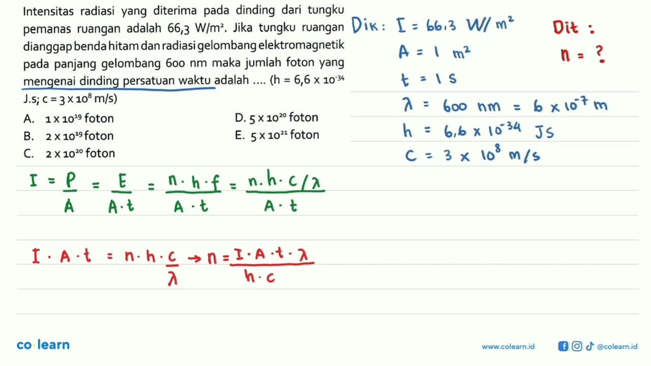 Intensitas radiasi yang diterima pada dinding dari tungku