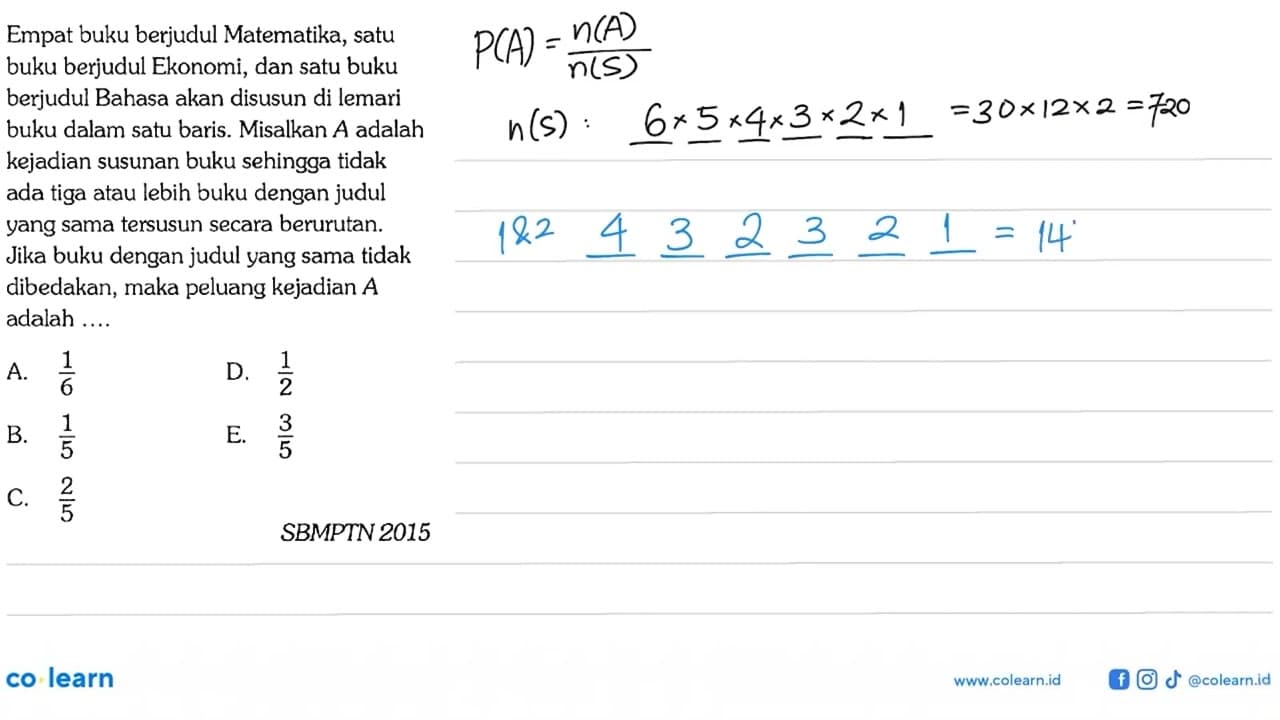 Empat buku berjudul Matematika, satu buku berjudul Ekonomi,