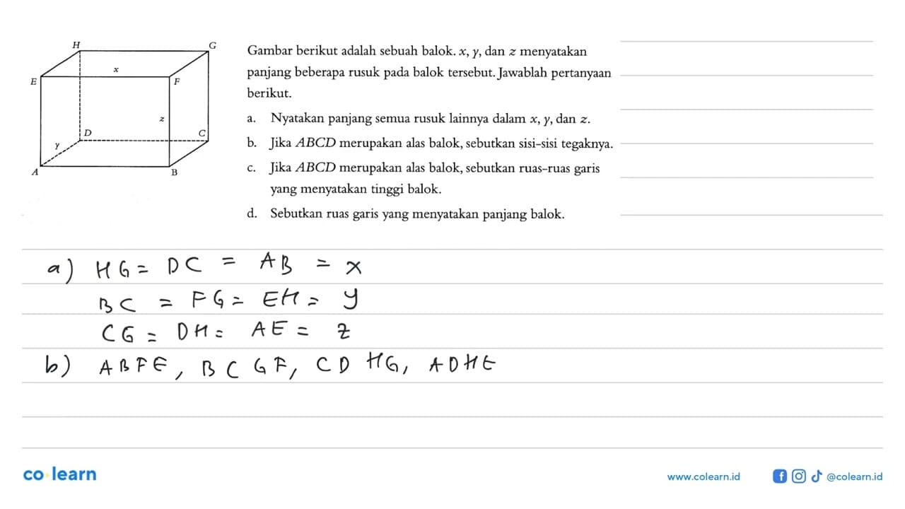 H GE x FxD CyA BGambar berikut adalah sebuah balok. x, y ,