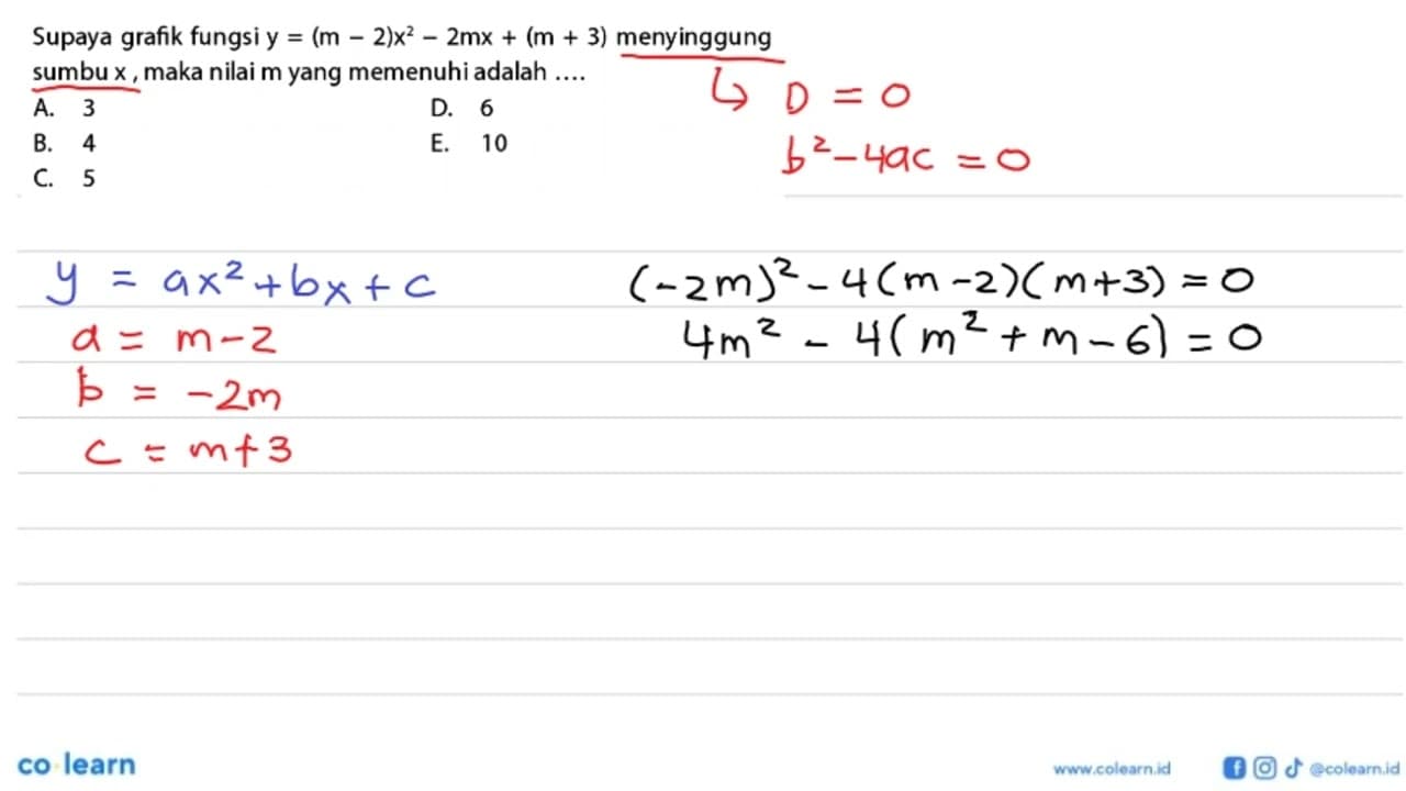 Supaya grafik fungsi y = (m - 2)x^2 - 2mx + (m + 3)