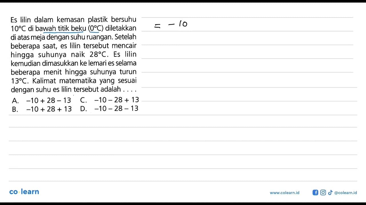 Es Iilin dalam kemasan plastik bersuhu 10 C di bawah titik