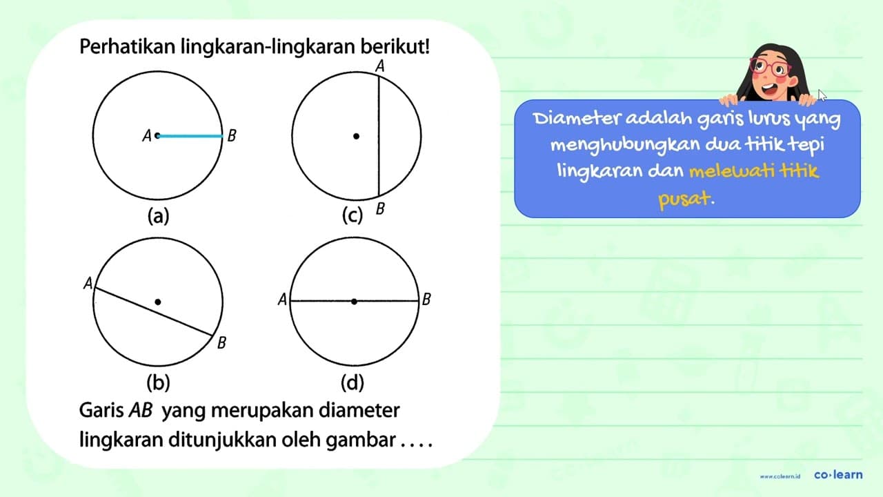 Perhatikan lingkaran-lingkaran berikut! Garis AB yang