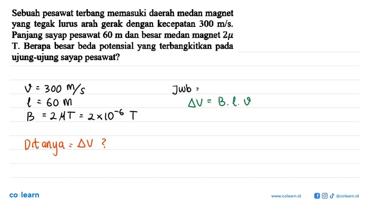 Sebuah pesawat terbang memasuki daerah medan magnet yang