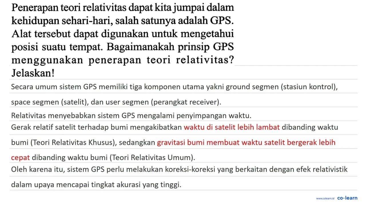 Penerapan teori relativitas dapat kita jumpai dalam