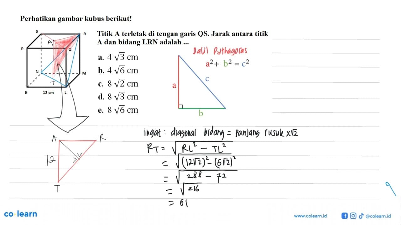 Perhatikan gambar kubus berikut! Titik A terletak di tengan