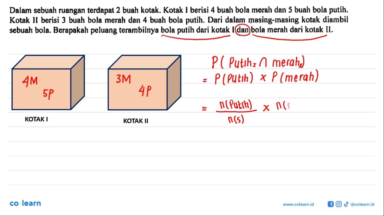 Dalam sebuah ruangan terdapat 2 buah kotak. Kotak I berisi