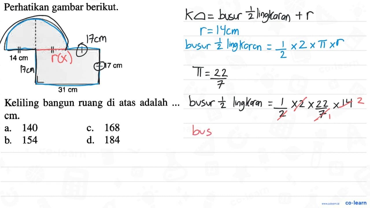 Perhatikan gambar berikut. Keliling bangun ruang di atas