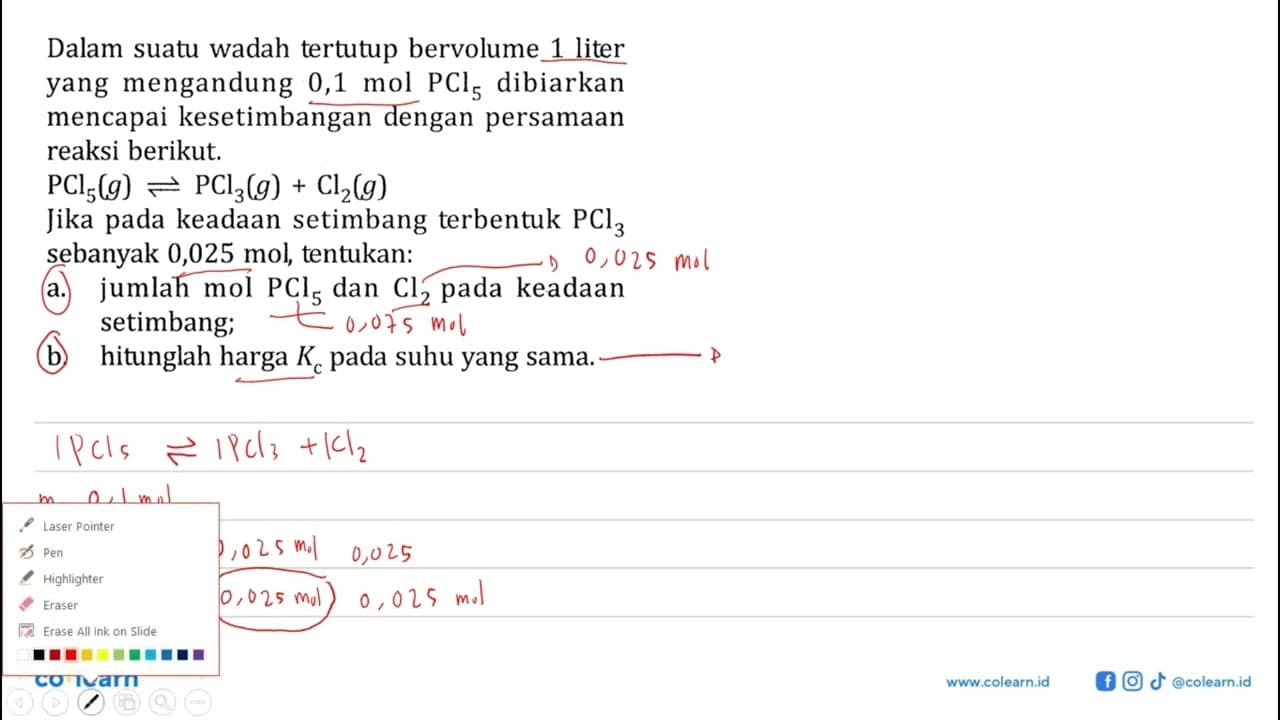 Dalam suatu wadah tertutup bervolume 1 liter yang