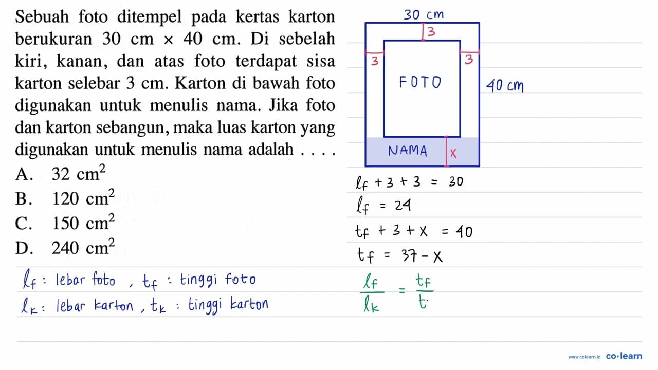 Sebuah foto ditempel pada kertas karton berukuran 30 cm x