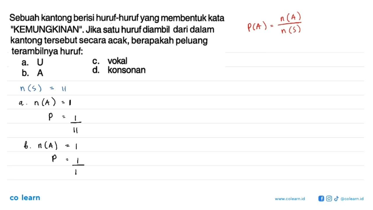 Sebuah kantong berisi huruf-huruf yang membentuk kata