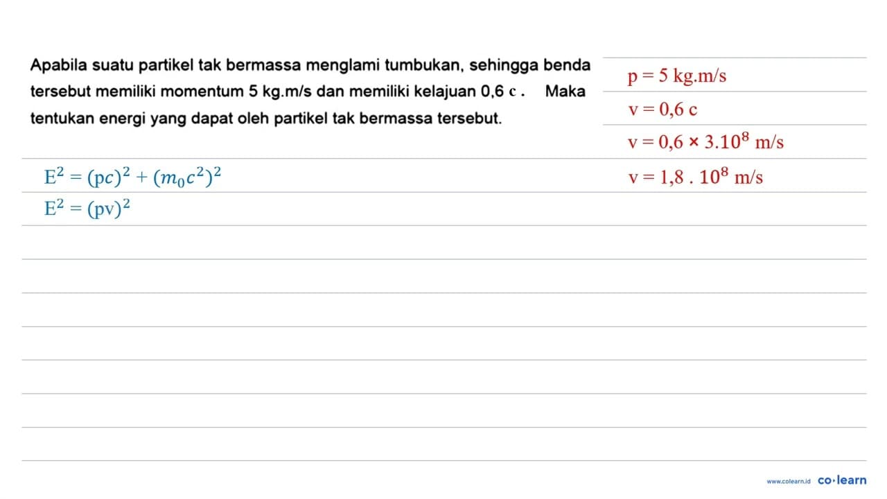 Apabila suatu partikel tak bermassa menglami tumbukan,