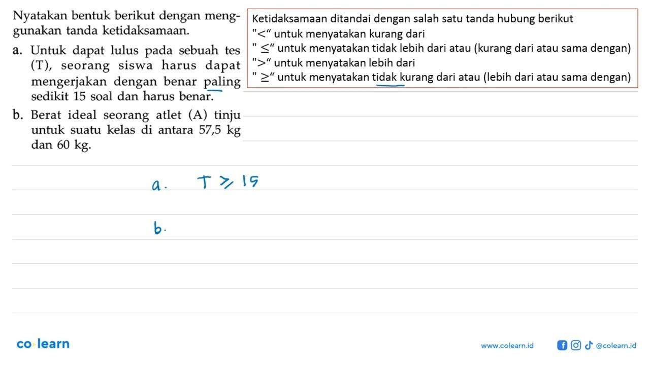 Nyatakan bentuk berikut dengan menggunakan tanda