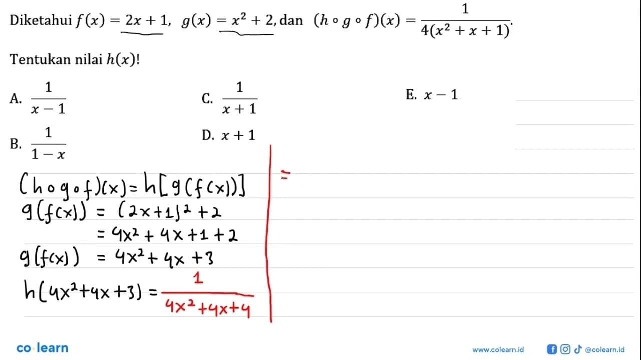 Diketahui f(x)=2x+1, g(x)=x^2+2, dan