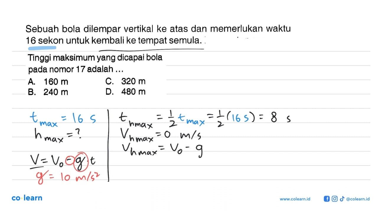 Tinggi maksimum yang dicapai bola pada nomor 17 adalah ...