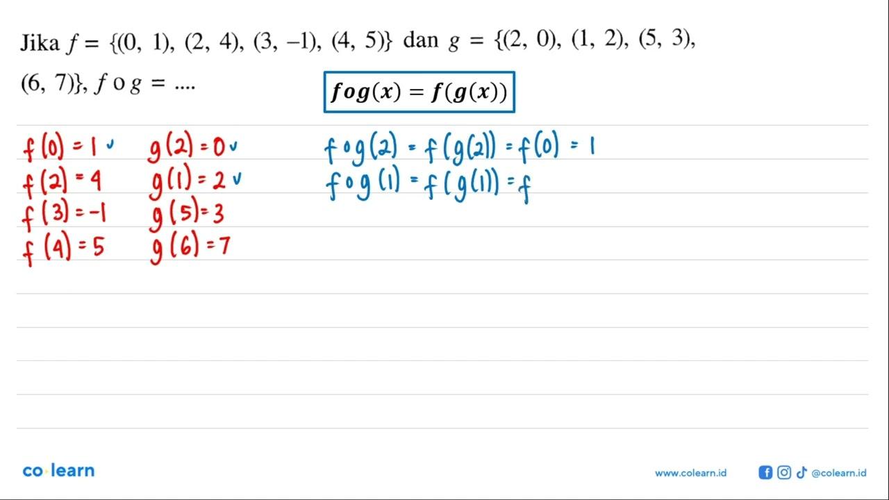 Jika f={(0,1),(2,4),(3,-1),(4,5)} dan