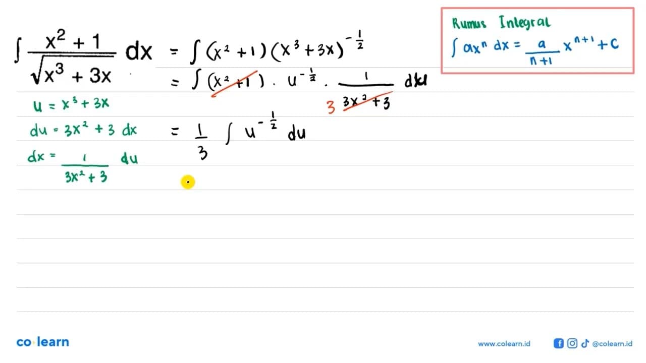 Integral (x^2+1)/akar(x^3+3x) dx=...