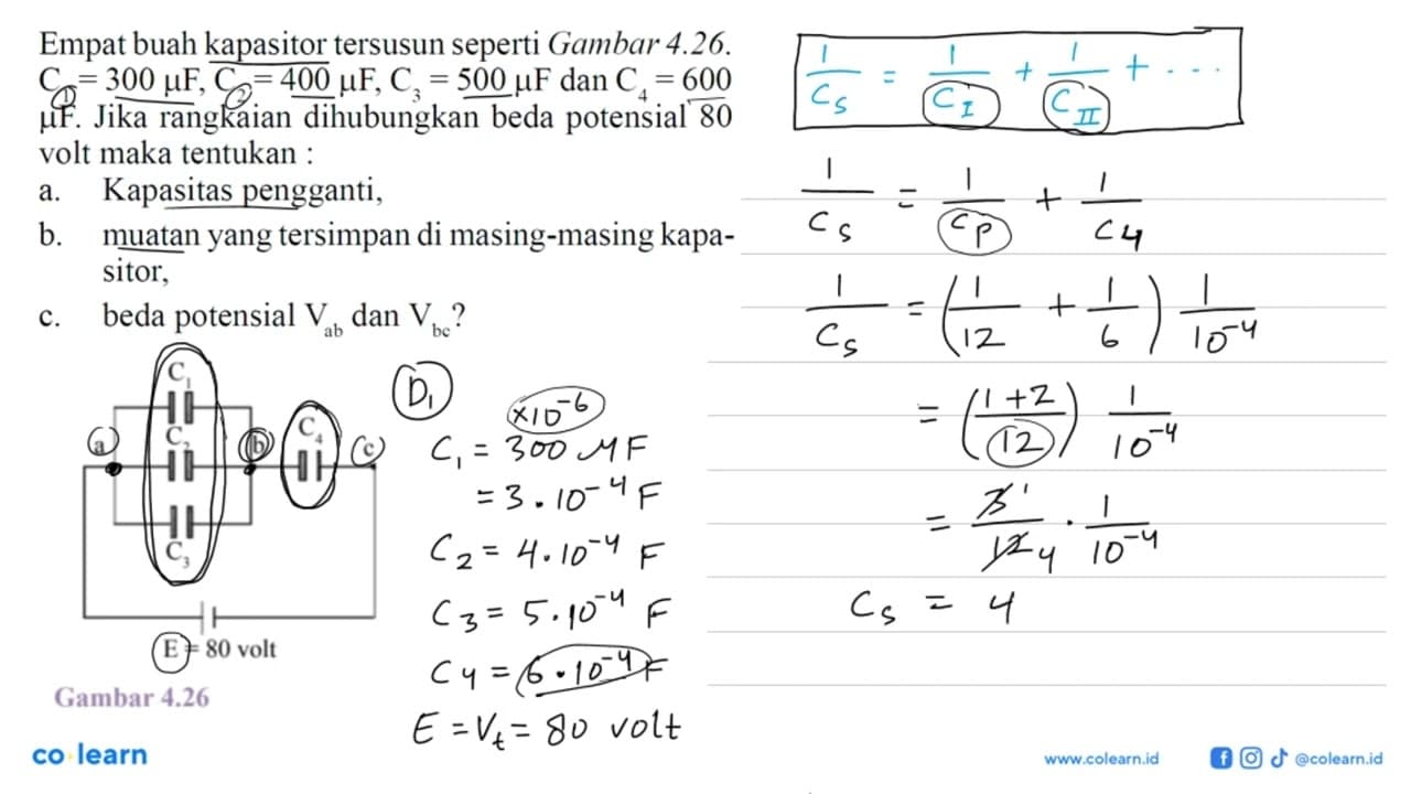 Empat buah kapasitor tersusun seperti Gambar 4.26 .C1=300